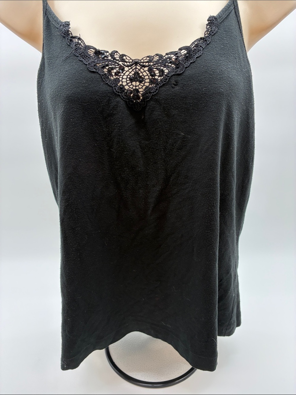 Chico's Black Lace-Trim Camisole Chemise